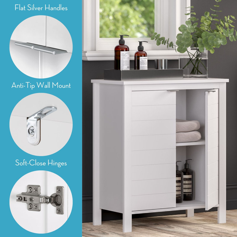 White MDF Living Room Cabinet with Adjustable Shelving