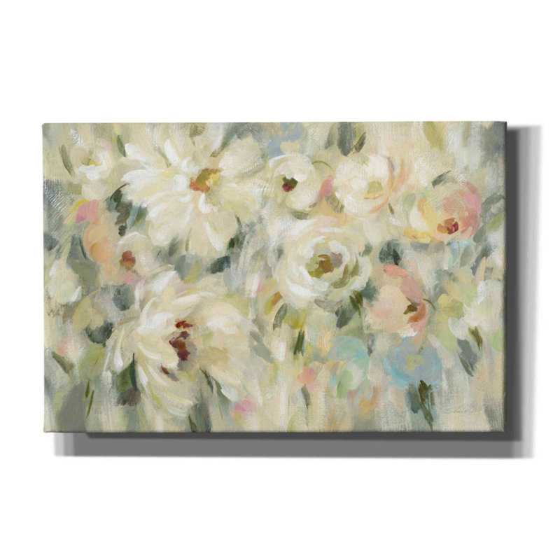 «Expressive Pale Floral» par Silvia Vassileva, art mural sur toile, H 12 po x l 18 po x P 0,75 po