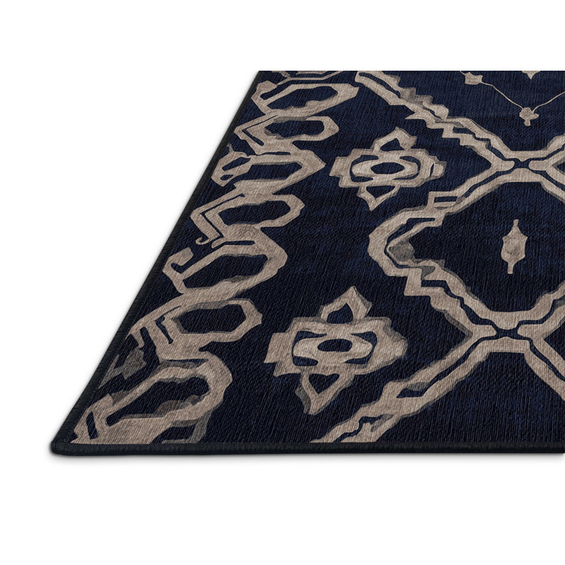 Machine Washable Gray Area Rug, Round 7'
