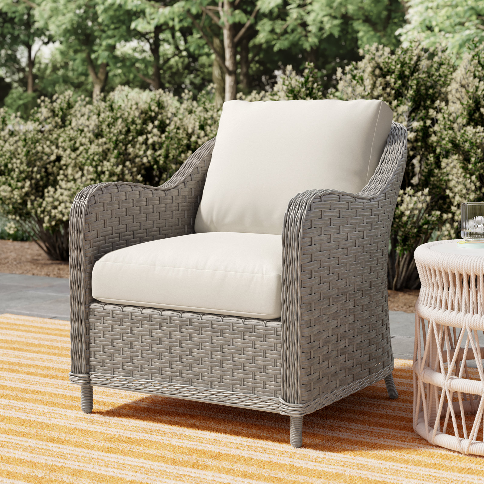 Sky Premium All-Weather Wicker Outdoor Lounge Chair, Canvas Canvas Sunbrella® Canvas