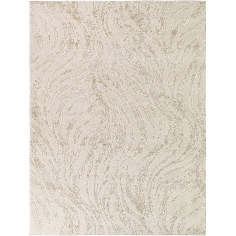 Nassos Beige/Cream Abstract Waves Area Rug, 7'10" x 10'