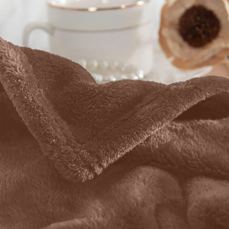 Aspire Homeware Ultra-Soft Hotel Quality Reversible Plain Weave Fleece Throw Blanket, Kingsize (200cm W x 240cm L), Camel