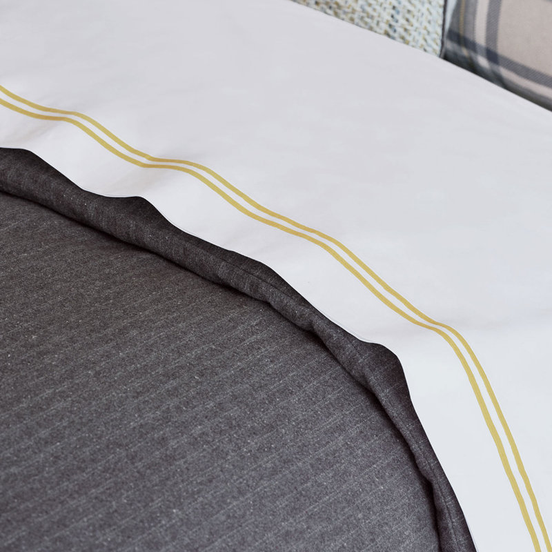 Drap-housse en percale de coton de qualité égyptienne 200 fils Enzo, Jonquille, Drap plat grand