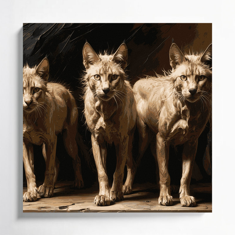 «Cats Lykoi Brown», art mural sur toile, H 12 po x l 12 po