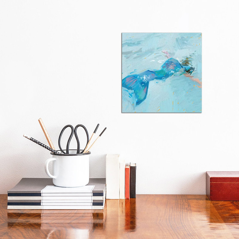 Mermaid Visions - Wrapped Canvas Painting, 30.48cm H x 30.48cm W x  1.91cm D