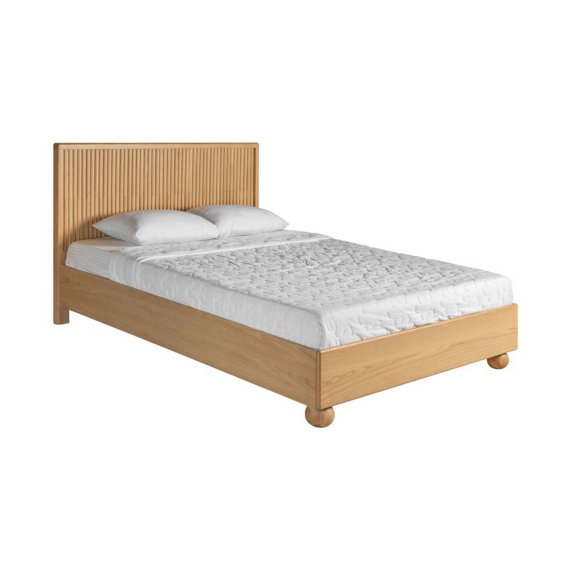 Keilianys Upholstered Low Profile Platform Bed, Queen, White