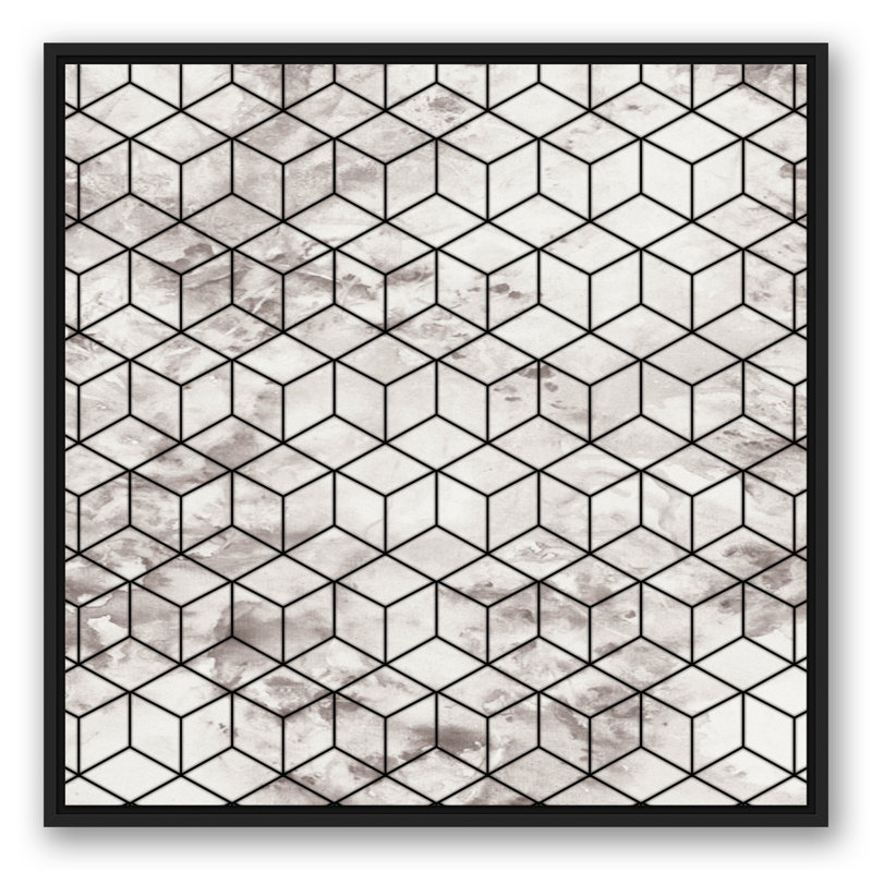 « marble geometric cube », reproduction d’impression sur toile encadrée, H 25,75 po x l 25,75 po x P 1,75 po, Cadre noir