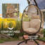 Outsunny Hanging Egg Chair with Folding Basket Thickened Cushion-1932314176