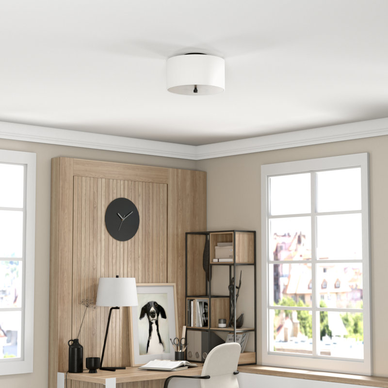 Plafonnier semi-encastré 1 lumière Ellis, H 9,6 po x l 12 po x P 12 po, Noir, noir, noir, noir