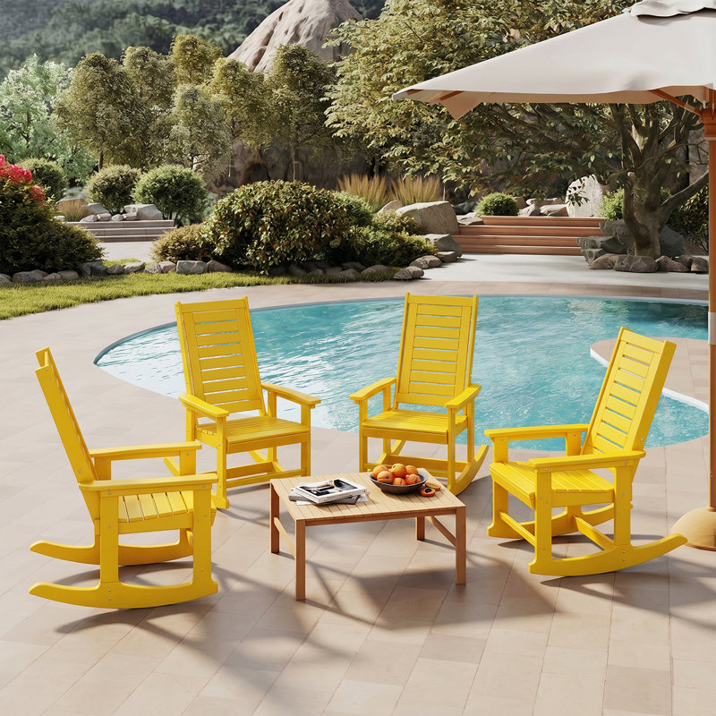 Chaise berçante d'extérieur Hdpe (ensemble de 4), Yellow