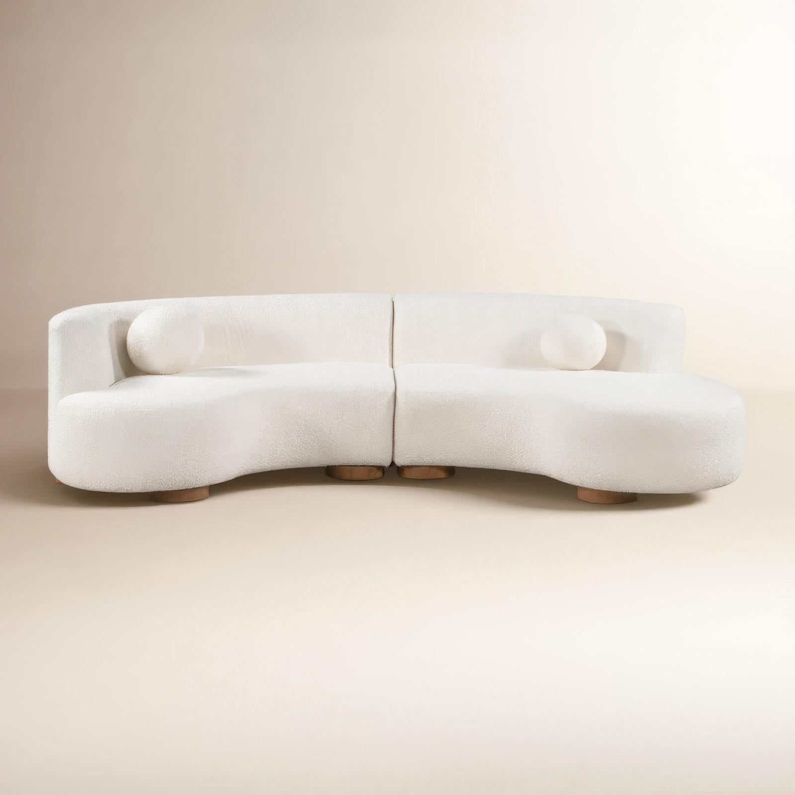 Octavia 2 - Piece Upholstered Curved Sectional, Ivory 