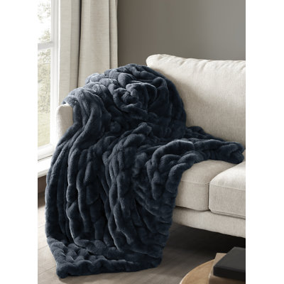 Brooklyn Loom Cloud Luxe Ruched Faux Fur Throw