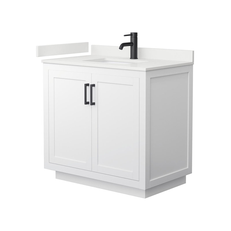 Miranda 36" White Freestanding Single Bathroom Vanity with Quartz Top