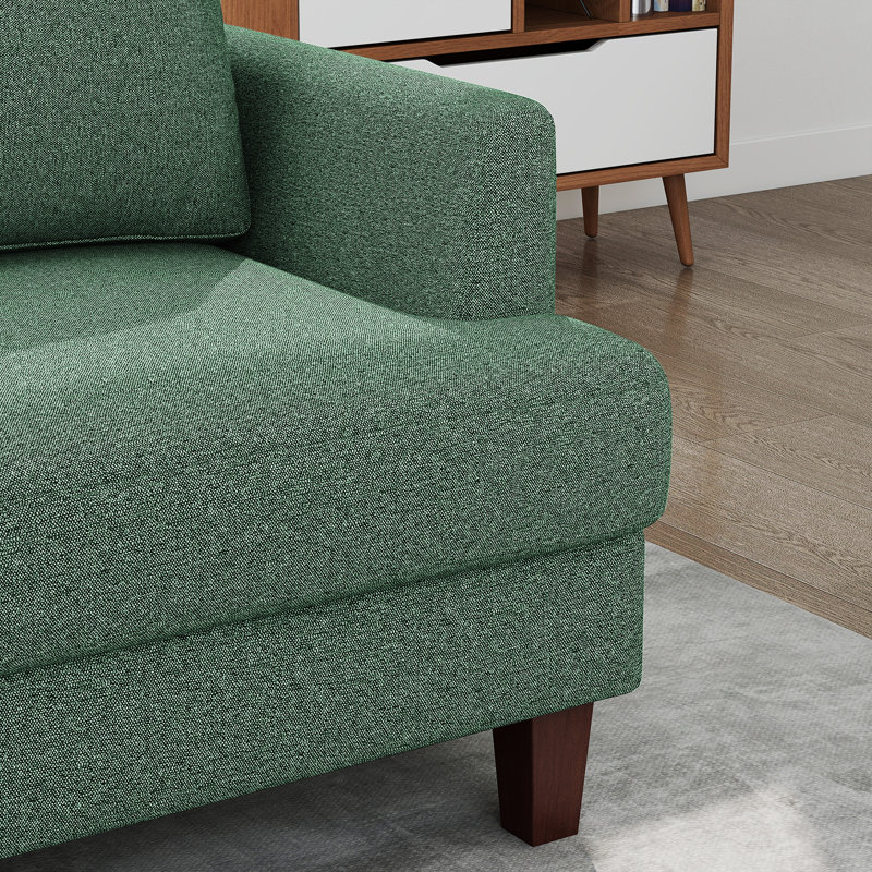 Canapé rembourré 89 pouces en lin 3 places, Vert