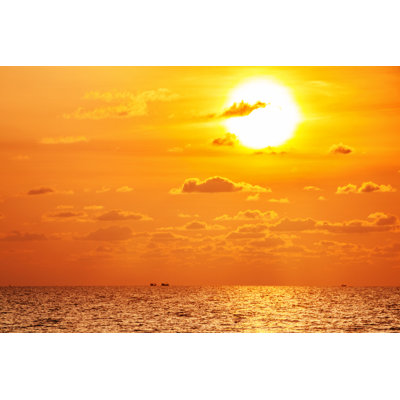 Sea At Sunset by DeltaOFF - Wrapped Canvas Print
