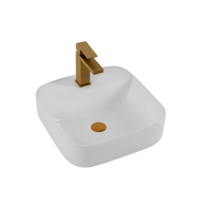 White Ceramic Countertop Wash Sink - Enhances Bathroom Look In