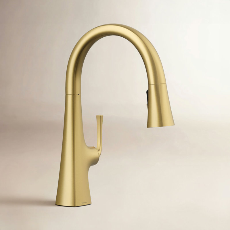 Graze Pull-Down Kitchen Sink Faucet with Three-Function Sprayhead, Vibrant Brushed Moderne Brass