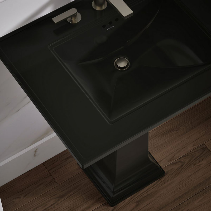 Memoirs® Stately 24" Pedestal Bathroom Sink with 4" Centerset Faucet Holes, Black, 8" Centers, 34.75" H x 22.19" W x 30.69" L