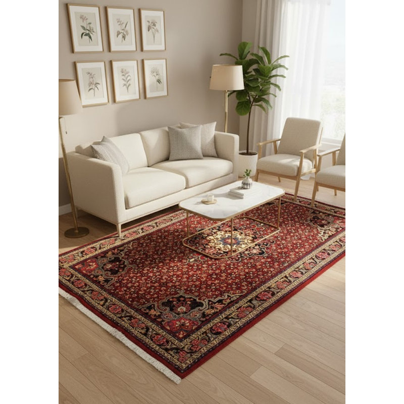 Tapis unique en laine noué à la main de style années 1980 de 6 pi 7 po x 10 pi 5 po Goldenberg