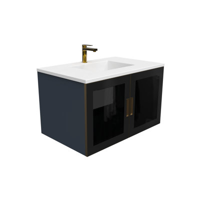 Swaneus 36'' Single Bathroom Vanity with Solid Surface Top
