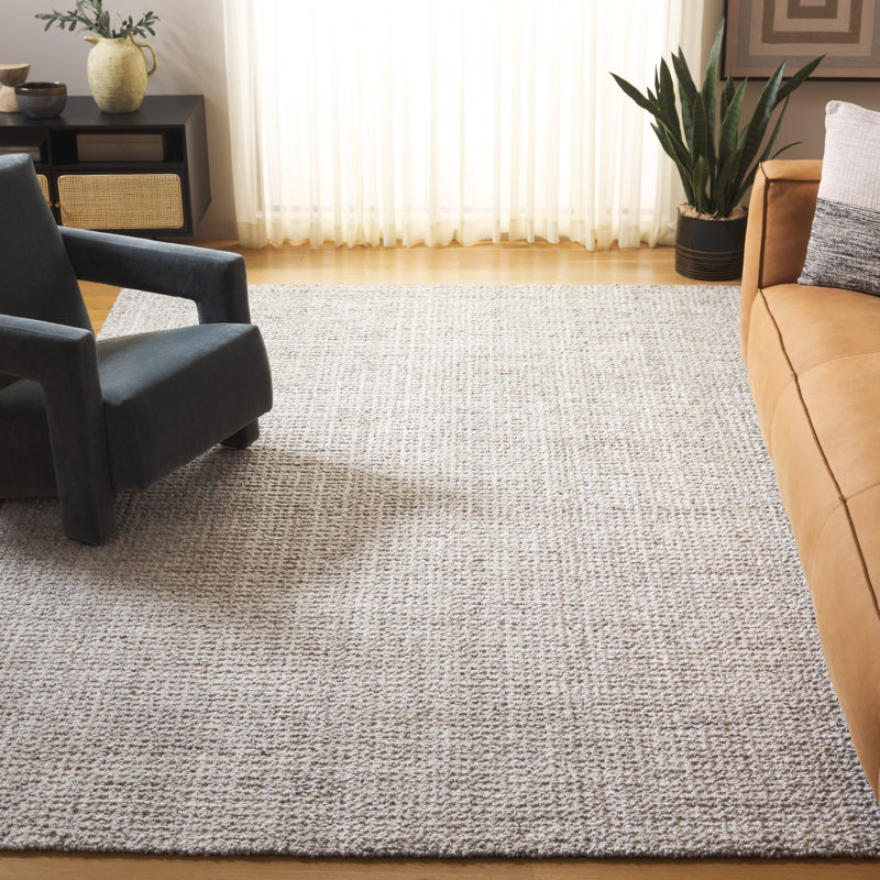 Maighdlin Abstract Hand Tufted Pet Yarn/Wool/Cotton Rug in Light Brown/Brown/Gray, Rectangle 8' x 10'