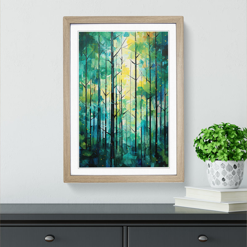Forest Abstract No.4 Framed Print, 46cm H x 34cm W, Oak Framed