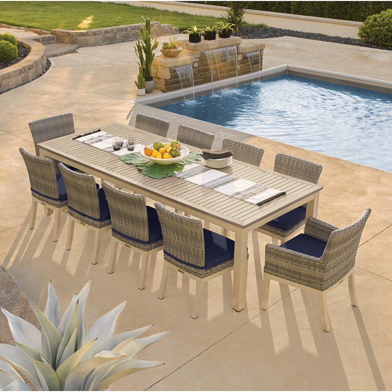 Travira 103" Long Tekwood Outdoor Dining Table, Teakwood Vintage