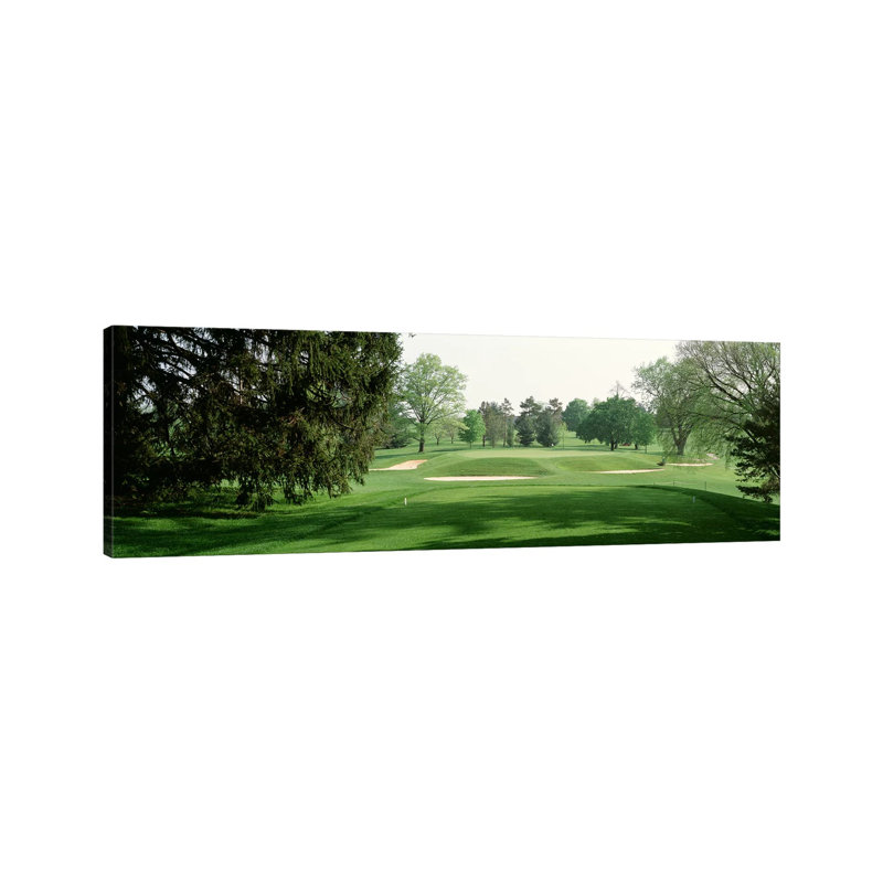 Sand Trap At A Golf Course, Baltimore Country Club, Maryland, USA - Wrapped Canvas Panoramic Print