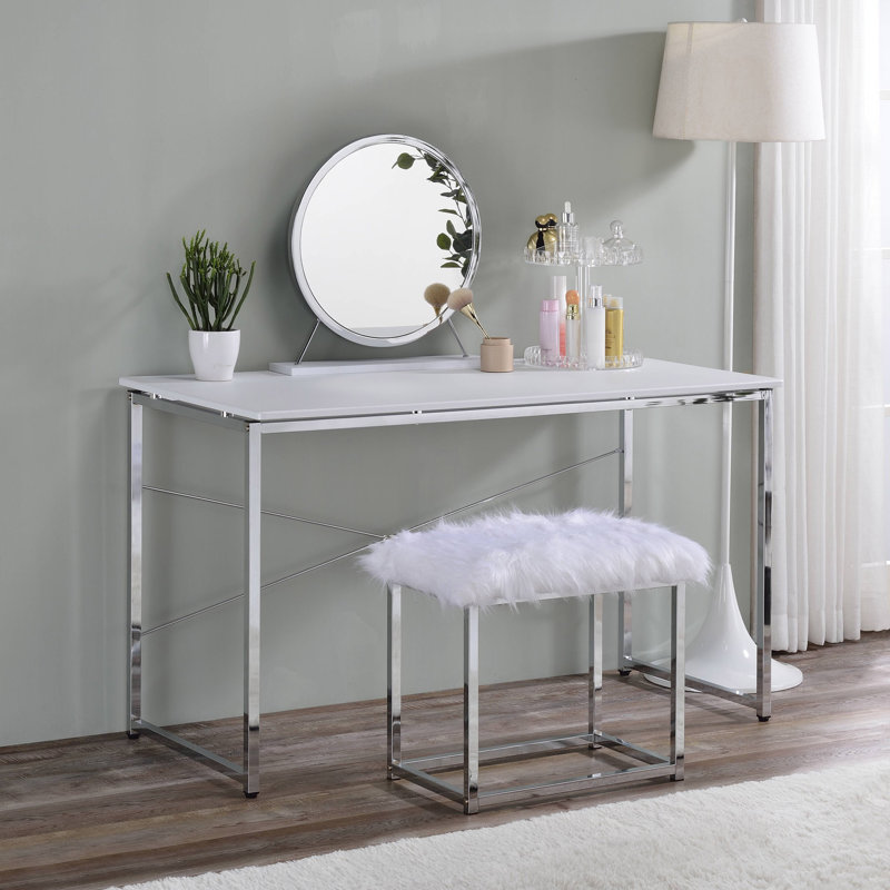 Elizia Steel Writing Desk, White