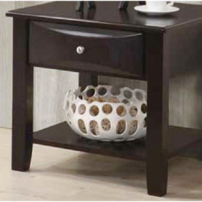 Simple Modern Look Wooden 1pc End Table Living Room Sofa Side Table Veneer Drawer And Shelf