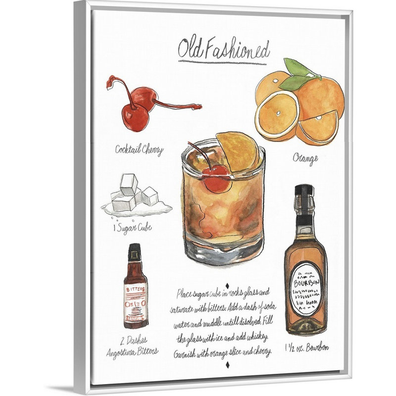 «Classic Cocktail - Old Fashioned» par Naomi McCavitt, reproduction d'art sur toile, H 17,7 po x l 13,7 po x P 1,75 po