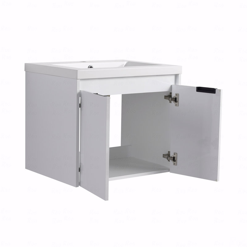Meuble-lavabo 24 po avec lavabo en résine, 2 portes à fermeture en douceur, fixation flottante