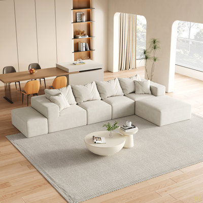 Ensemble de canapé modulaire rembourré moderne sans os, canapé modulaire de salon modulaire avec 6 coussins, canapé-lit combiné gratuit pour le salon, la chambre à coucher