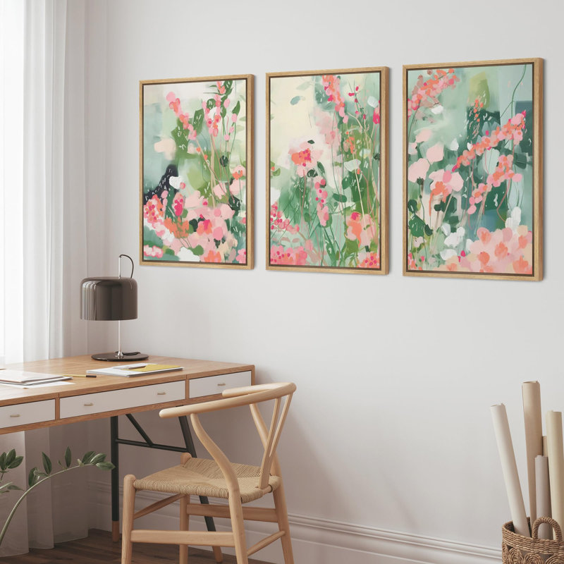 «Vibrant Wildflower Vibrant Meadow Blooms», affiche murale encadrée en bois, Cadre naturel flottant, H 24 po x l 48 po