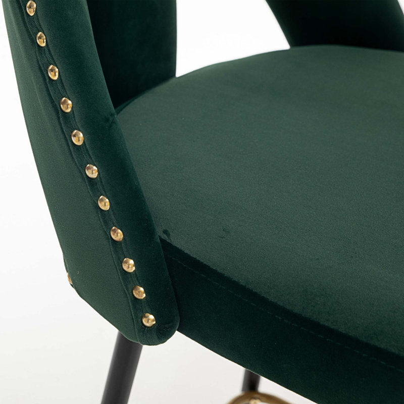 Kisan Upholstered Counter Stool with Metal Frame, Green