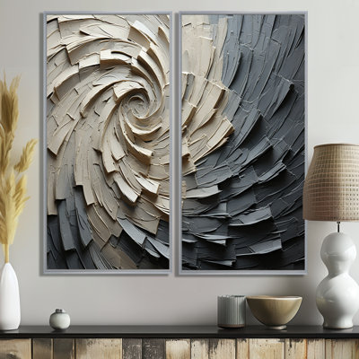 Grey Beige Meditative Movement III - Large Abstract Spirals Wall Art