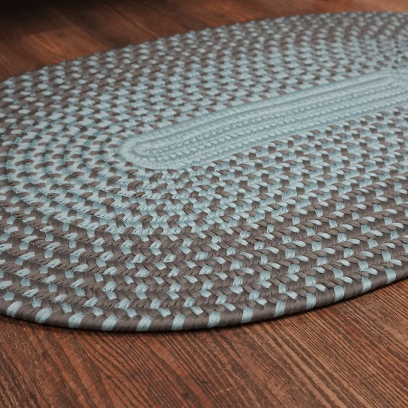 Tapis ovale intérieur / extérieur en polypropylène tissé à la machine gris perle Cape Eden, Ovale 12 pi x 15 pi