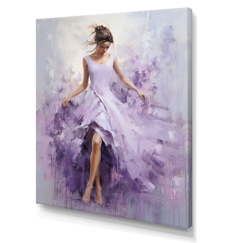 Ballet Dance In Lilac - Art mural de danse pour le salon, Toile tendue, H 20 po x l 12 po x P 1 po