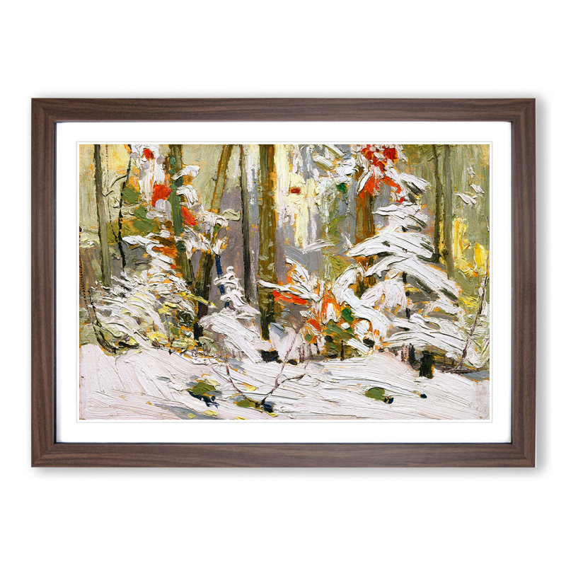 Winter Woodland by Tom Thomson - Picture Frame Painting, 36cm H x 48cm W x 2cm D, Walnut Framed