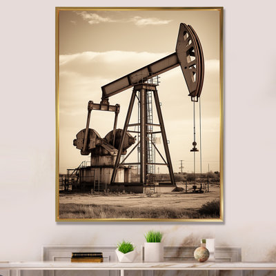 «Modern Sepia Drilling Rig Field II», reproduction sur toile