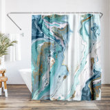 Abstract Shower Curtain Marble Petroleum by PI Creative Art