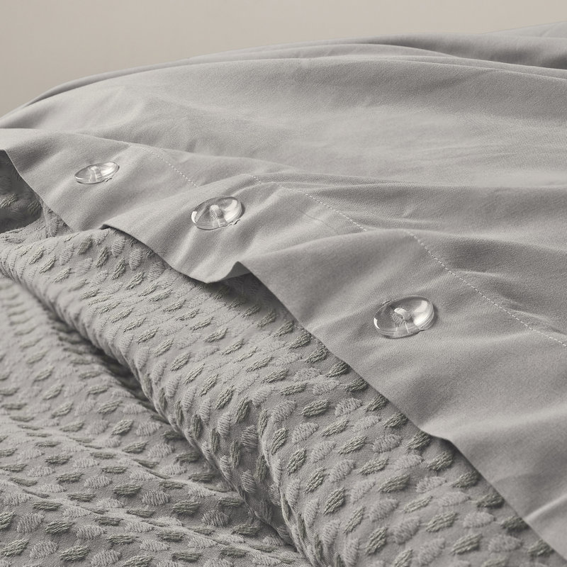 Ensemble de housse de couette texturée Mina Waffle Weave, Gris clair, Housse de couette double / grand + 2 taies décora