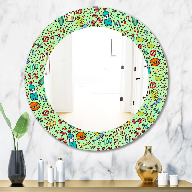 Motif diététique vert - miroir moderne, H 31,5 po x l 23,7 po