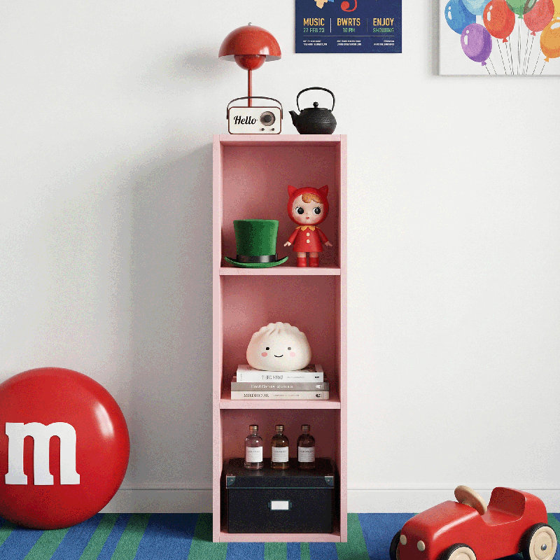 Bomeda 3-Tier Bookshelf Open Shelf Bookcase, Pink, (3 Shelves) 31.5"H x 9.61"W x 9.37"D, Pink