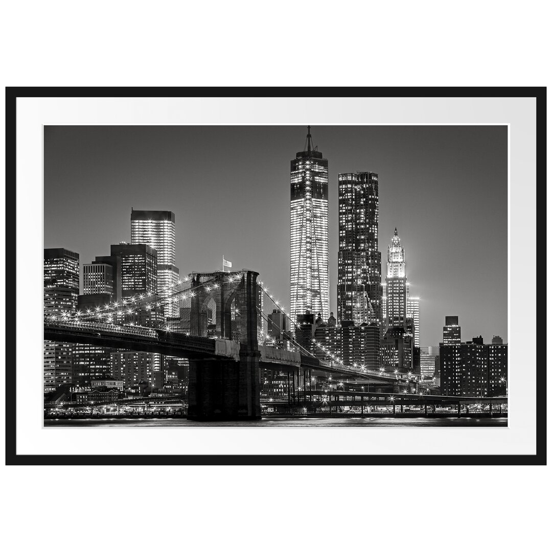 Gerahmtes Poster New York City Skyline bei Nacht