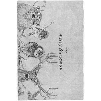 Premium Machine Washable Dream Shag ADS221 Holiday Woodsy Animals Rug