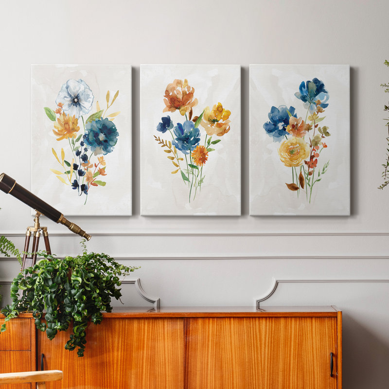 " Summer Sprig I " 3 - Pieces, 12" H x 8" W x 1" D
