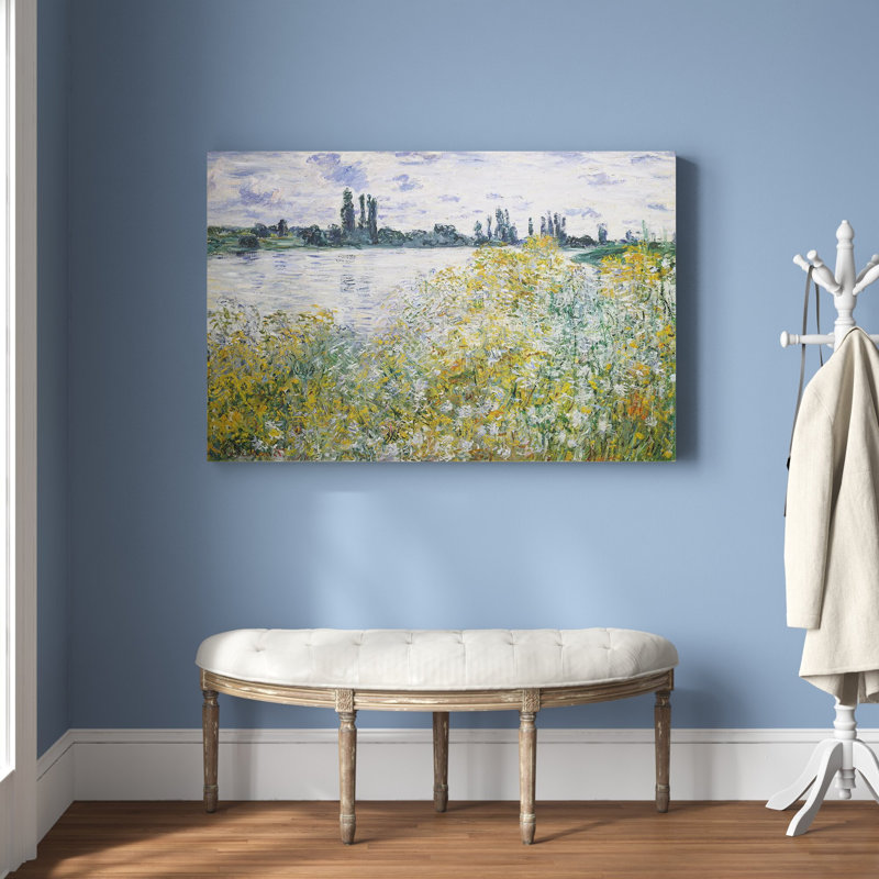 Fleurs sur les rives par Claude Monet - reproduction, H 37 po x l 49 po, Toile tendue, Sans cadre