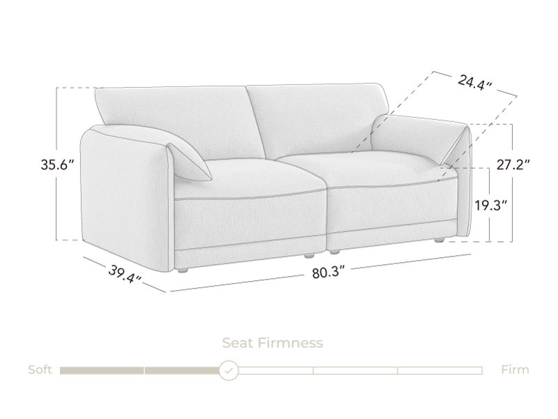 Canapé modulaire 2 pièces Deandre, Gris