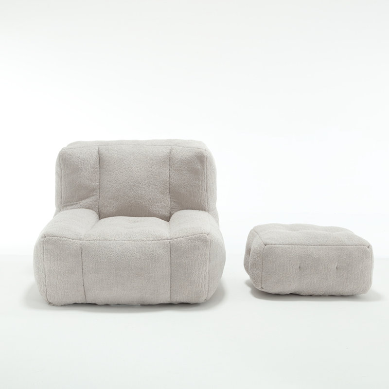 Dining Chairs Velvet Bean Bag, Light Gray Velvet